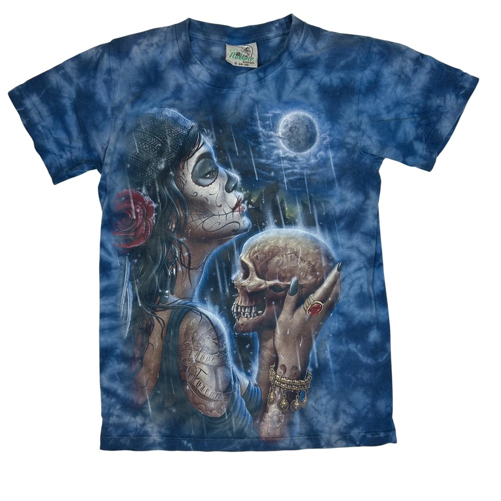 Rock Nature Rock Eagle Blue‎ Tie Dye Day of the Dead Skull Graphic T-Shirt Small